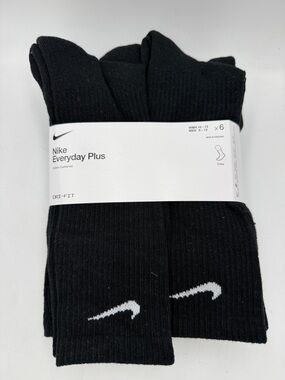 Nike Everyday Plus Cushion Crew Dri-Fit 6Pack Large - Black (8-12M) (10-12W) New